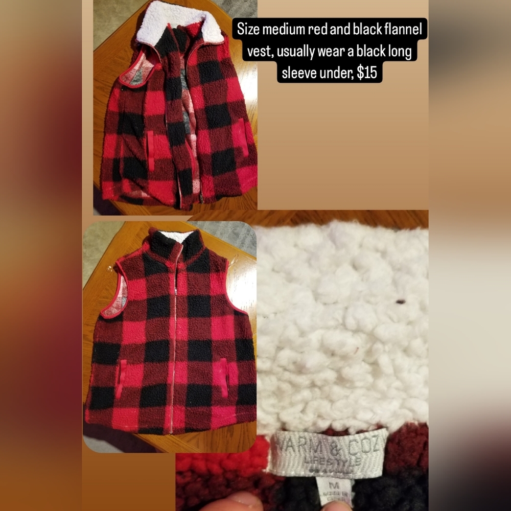 Size medium red and black flannel vest